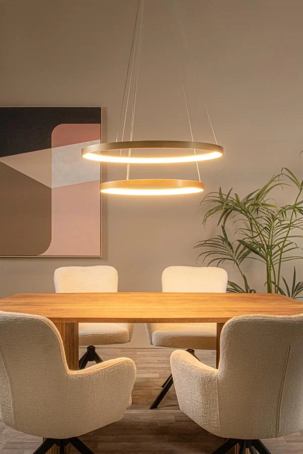 Lucide VIDAL - Pendant light - Ø 78 cm - LED Dim. - 1x92W 2700K - Matt Gold / Brass - ambiance 1